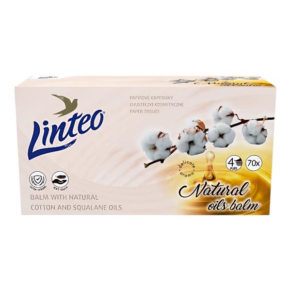 Linteo Papírové kapesníky 4 vrstvé s balzámem a bavlníkovým olejem