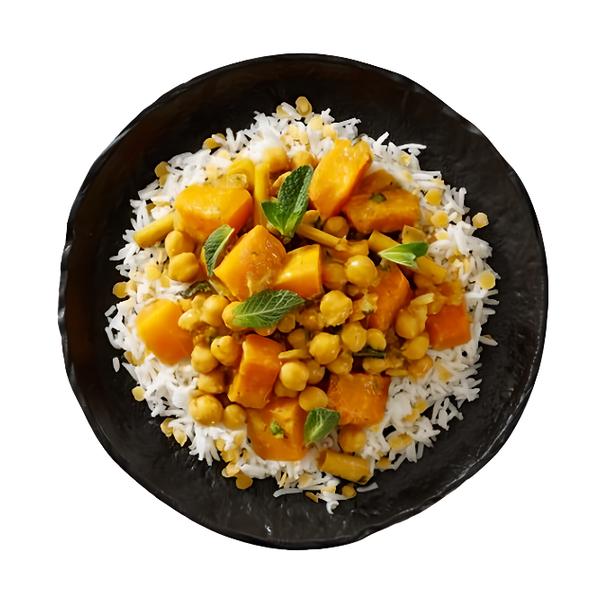 Authentic Dýňové kari s cizrnou, s basmati rýží  a červenou čočkou