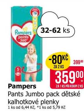 Pampers Pants Jumbo pack dětské kalhotkové plenky 32-62 ks
