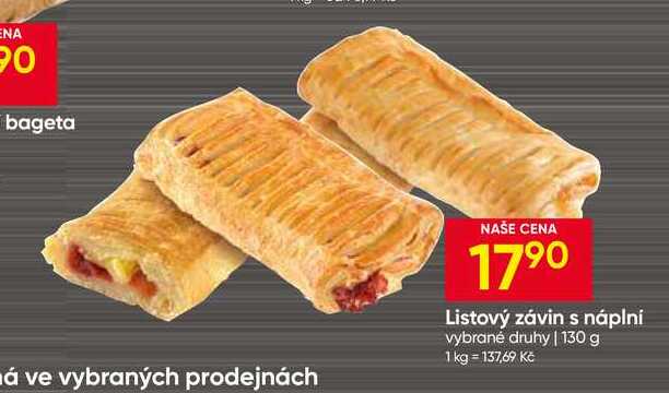 Listový závin s náplní vybrané druhy 130 g