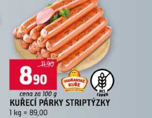 KUŘECÍ PÁRKY STRIPTÝZKY 100g