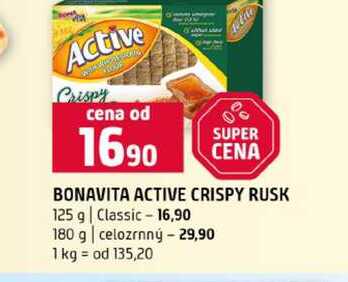 BONAVITA ACTIVE CRISPY RUSK 125 g Classic 180 g celozrnný 