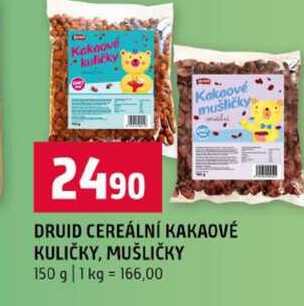 DRUID CEREÁLNÍ KAKAOVÉ KULIČKY, MUŠLIČKY 150 g 