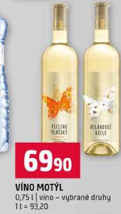 VÍNO MOTÝL 0,75l vino vybrané druhy
