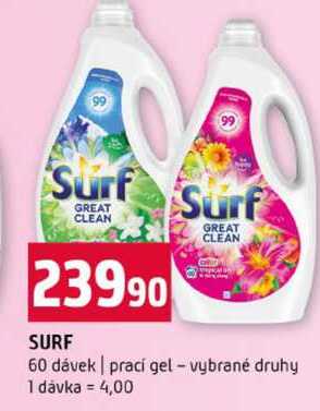 SURF 60 dávek prací gel vybrané druhy 