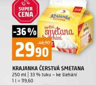 KRAJANKA ČERSTVÁ SMETANA 250 ml 33% tuku ke šlehání