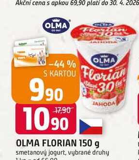 OLMA FLORIAN 150 g smetanový jogurt, vybrané druhy 