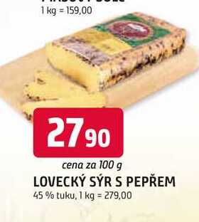 LOVECKÝ SÝR S PEPŘEM 45% tuku, 100g