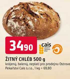 ŽITNÝ CHLÉB 500 g krájený, balený