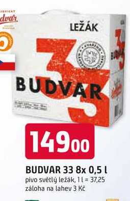 BUDVAR 33 8x 0,5l