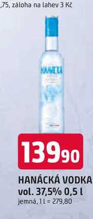 HANÁCKÁ VODKA vol. 37,5% 0,5l jemná