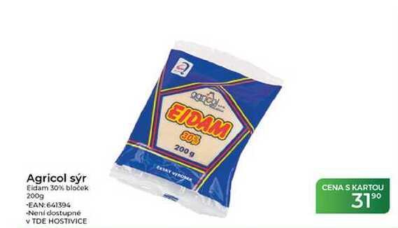Agricol sýr Eidam 30% bloček 200 g