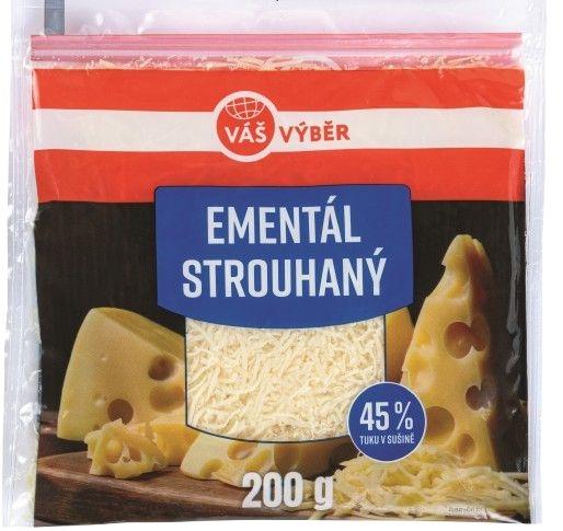 VÁŠ VÝBĚR Ementál strouhaný, 200 g