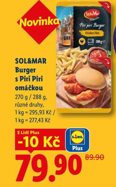 SOL&MAR Burger s Piri Piri omáčkou, 270 g/288 g