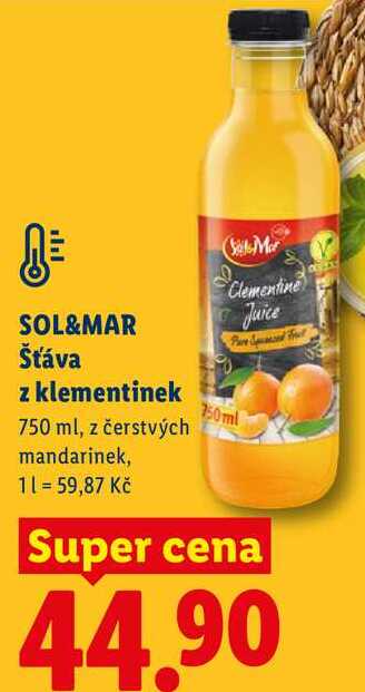 SOL&MAR Šťáva z klementinek, 750 ml