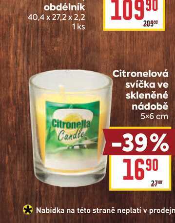 Citronelová svíčka ve skleněné nádobě 5x6 cm 