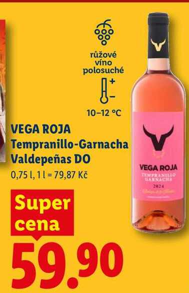 VEGA ROJA Tempranillo-Garnacha Valdepeñas DO, 0,75 l