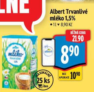  Albert Trvanlivé mléko 1,5%  1 l