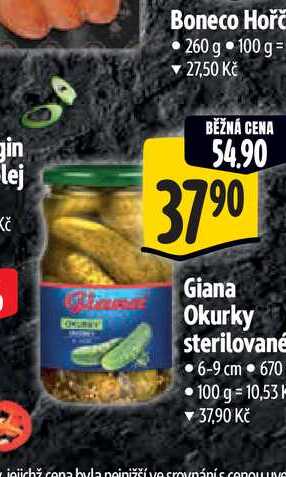   Giana Okurky sterilované 6-9 cm  670 g
