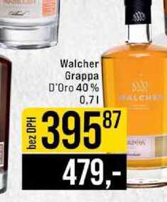 Walcher Grappa D'Oro 40% 0.7l