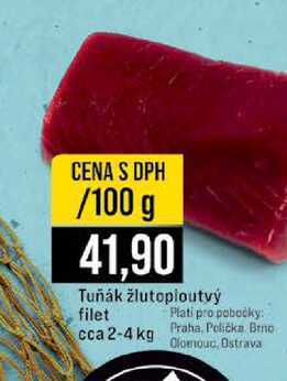 Tuňák žlutoploutvý filet 2-4 kg 100g