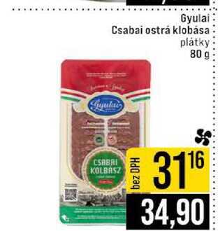 Gyulai Csabai ostrá klobása plátky 80 g 