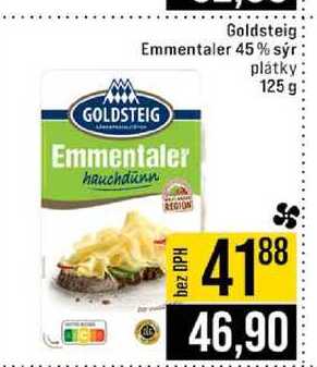 Goldsteig Emmentaler 45 % sýr plátky 125 g 