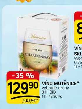 VÍNO MUTĚNICE* vybrané druhy 3l/BIB