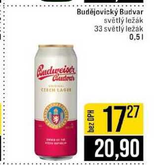Budějovický Budvar světlý ležák 33 světlý ležák 0,5l