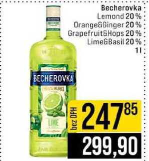Becherovka Lemond 20% Orange&Ginger 20% Grapefruit&Hops 20% Lime&Basil 20% 1l v akci