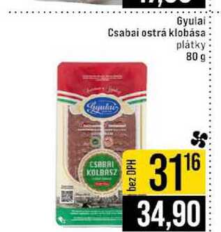 Gyulai Csabai ostrá klobása plátky 80 g