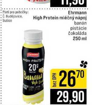 Ehrmann High Protein mléčný nápoj banán pistácie čokoláda 250 ml 