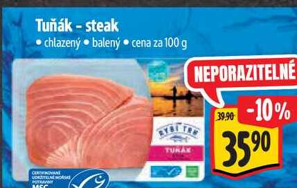 Tuňák - steak, cena za 100 g 