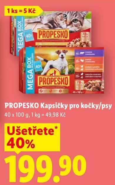PROPESKO Kapsičky pro kočky/psy, 40 x 100 g