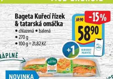 Bageta Kuřecí řízek & tatarská omáčka, 270 g