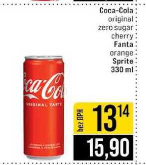 Coca-Cola original zero sugar cherry Fanta orange Sprite 330 ml