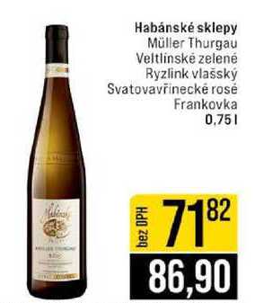 Habánské sklepy Müller Thurgau Veltlínské zelené Ryzlink vlašský Svatovavřinecké rosé Frankovka 0,75l