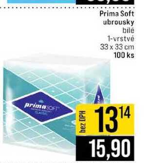 Prima Soft ubrousky bile 1-vrstvé 33 x 33 cm 100 ks 