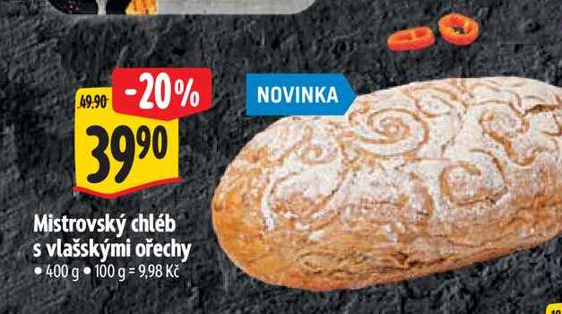   Mistrovský chléb s vlašskými ořechy 400 g  