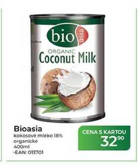 Bioasia kokosové mleko 18% organické 400ml  