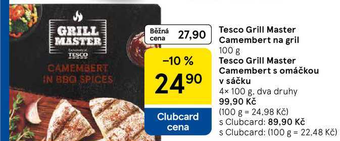 Tesco Grill Master Camembert s omáčkou v sáčku, 100 g