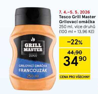Tesco Grill Master Grilovací omáčka, 250 ml, více druhů  