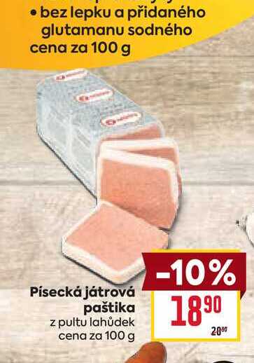Písecká játrová paštika z pultu lahůdek cena za 100 g  