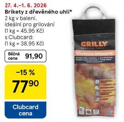 Brikety z dřevěného uhlí, 2 kg 