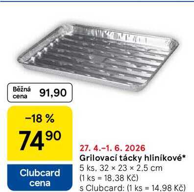 Grilovací tácky hliníkové, 5 ks. 32 x 23 x 2.5 cm  
