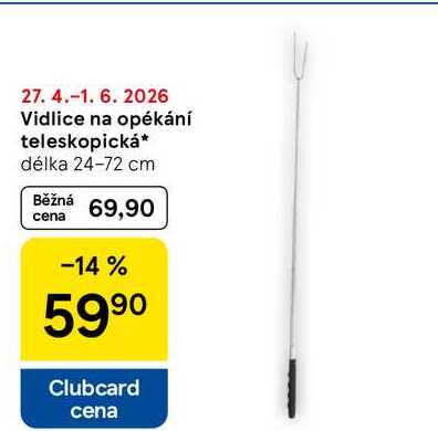 Vidlice na opékání teleskopická, délka 24-72 cm 