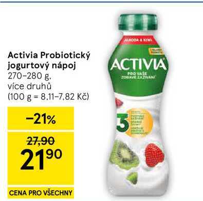 Activia Probiotický jogurtový nápoj, 270-280 g 