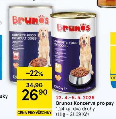 Brunos Konzerva pro psy, 1.24 kg 