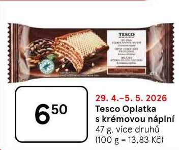 Tesco Oplatka s krémovou náplní, 47 g 