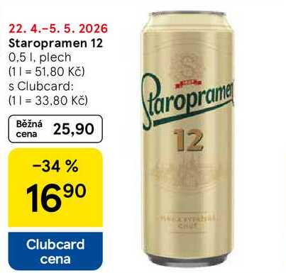 Staropramen 12, 0.5 l, plech 